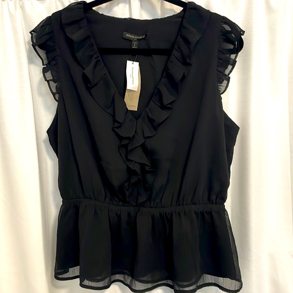 NEW Banana Republic Factory Sleeveless V-Neck Ruffle Top